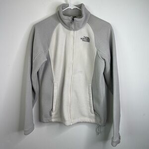 North Face Gray and white 100% polyester jacket size small petite